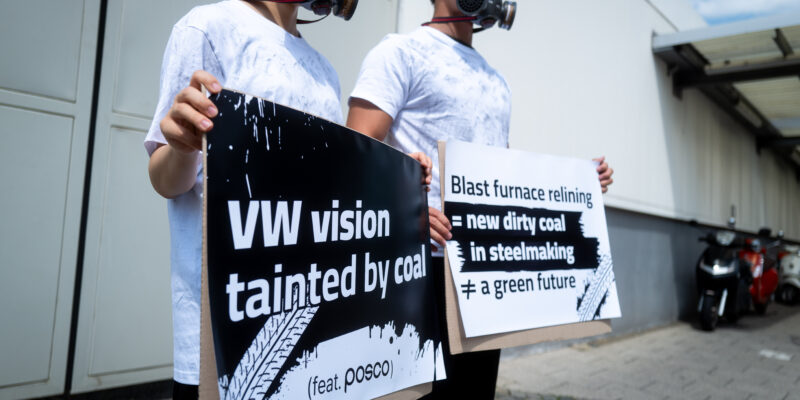 Protestors call out VW and POSCO for coal-fired steelmaking